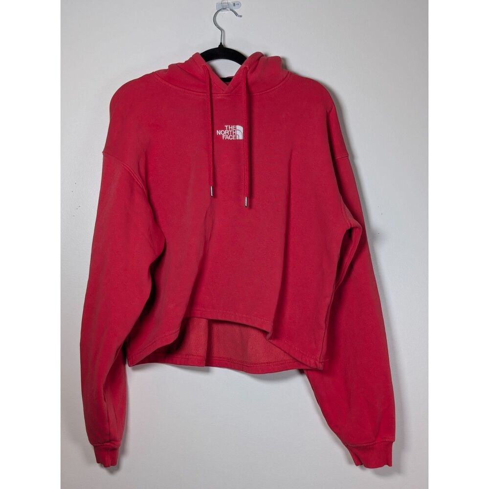 The North Face Women’s Evolution Hi-Lo Hoodie Clay Red Cropped Sweatshirt Medium - Picture 2 of 6